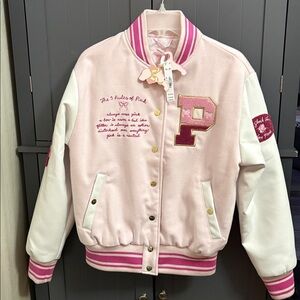 LoveShackFancy Kids Pink and White Embroidered Jacket